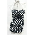 thumbnail image 2 of Chaps Black Polka Dot Halter Neck Slimming Fit Skirted One-Piece Swimsuit Women's 8, 2 of 4