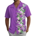 thumbnail image 4 of IWRICH Men's Tropical Floral Printed Shirts Plus Size Button down Summer T Shirts Camp Collared Casual Fashion Vacation Tops Purple XL, 4 of 4