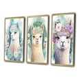 thumbnail image 3 of Designart "Floral Alpaca Charm in Watercolor Beauty I" Animals Llama Framed Wall Art Set Of 3 - Blue Llama Frame Gallery Set For Office Decor, 3 of 6