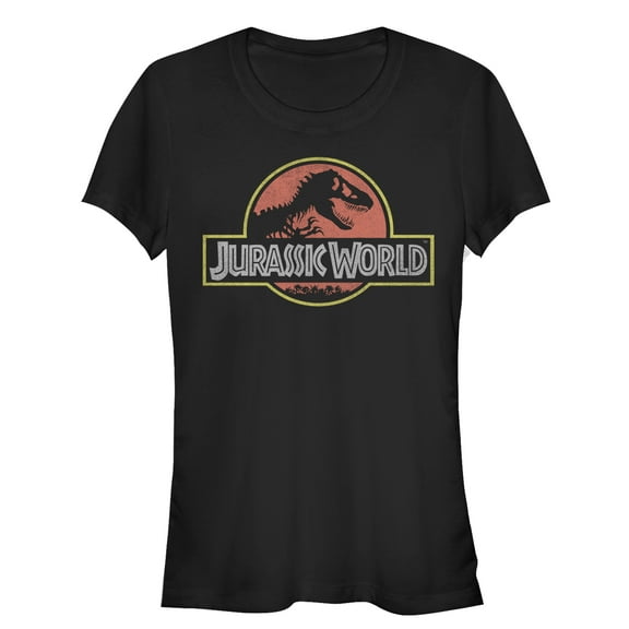 Junior's Jurassic World Iconic Logo  Graphic Tee Black Small