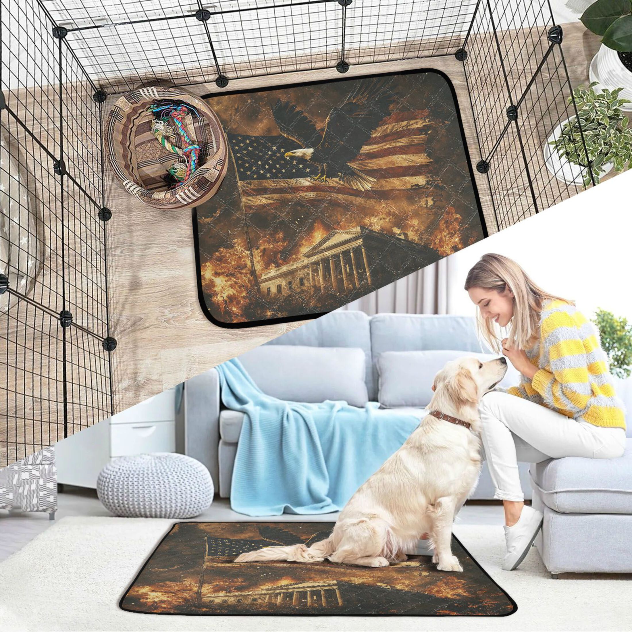 Qxltty White House War Cat litter Pads Pet Set of 3 Diaper Mats Center Anti-leakage Layer Absorbent Soft and Comfortable