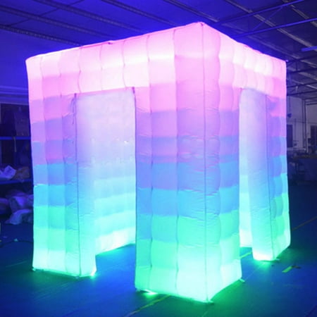 Light Booths (Two Door 2.5M Remote Control Inflatable Air Pump Photo Booth Enclosure Built-in Fan and LED Changing Lights For Wedding Birthdays Party Decorative Tent)
