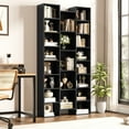 thumbnail image 5 of Homfa 2 Pieces Black Bookshelves, 71’’ Tall Three Row Bookshelf with Adjustable Shelves, 21-Cubes CD Display Storage Organizer Shelf for Living Room Home Office, 5 of 7