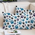 thumbnail image 2 of Blue Paw Print Pillow Covers 12"x20", Black Animals Cat Dog Colored Cartoon Soft Brushed Microfiber Breathable Throw Pillow Covers, Pillowcase with Zipper for Couch Sofa Bedroom Living Room, 2 of 9