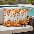 thumbnail image 4 of Orange Pumpkins Fall Outdoor Waterproof Pillow Covers, Thanksgiving Botanical Maple Leaves Falling Decorative Square Throw Pillowcase Sofa Cushion Sham for Patio/Couch/Chair, 20"x20" 2 Pack, 4 of 8