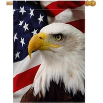 Eagle on American Flag Large House Flag Vertical Double Sided 28 x 40 Inch Spring Summer Burlap Yard Outdoor Decor