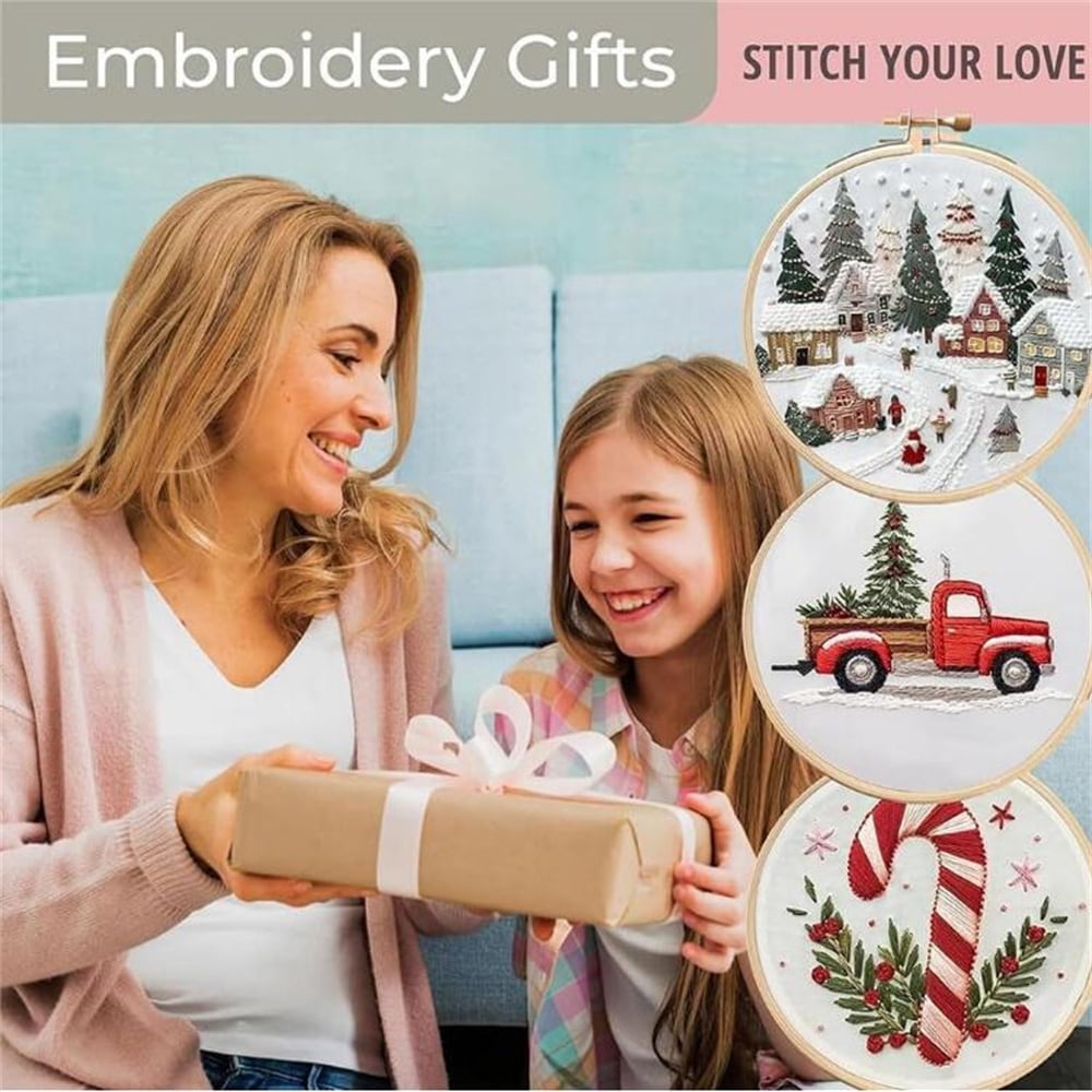 DIY Needlepoint Pillow Kit,Rose,Cross Stitch Cushion Kit,Embroidery kit,17x17 inches,Printed Canvas