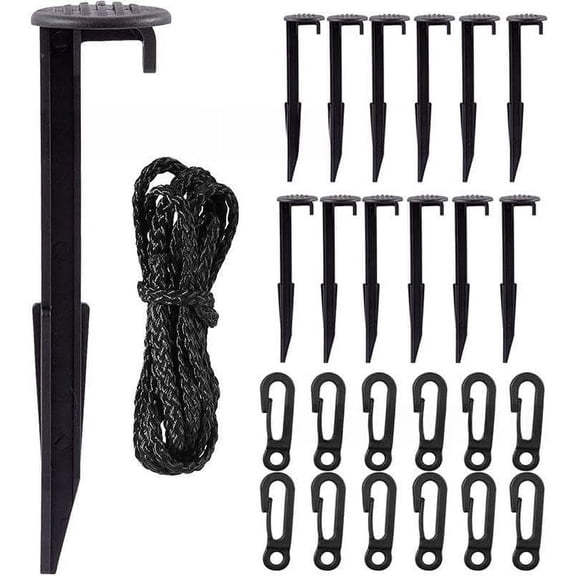 36Pcs Inflatable Stakes and Tethers Plastic Stake 5.5 Inch Nylon Ropes with Hook Inflatable Spike Replacement Yard Inflatable Accessories Gardening Peg Tent Stake Christmas Decor Garden