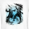 thumbnail image 2 of Junior's Pirates of the Caribbean: Curse of the Black Pearl Jack Sparrow and Hector Barbossa Duel Graphic Tee White X Large, 2 of 3