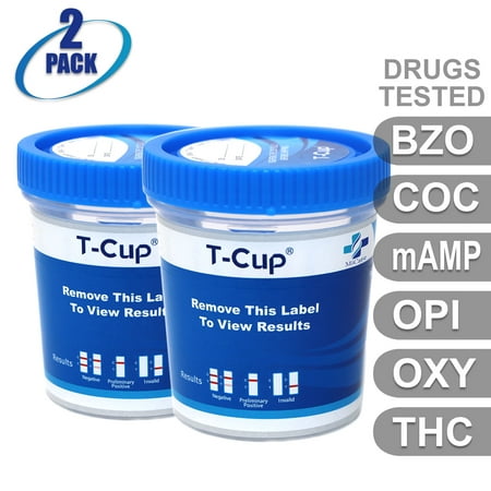 MiCare [2pk] - 6-Panel T-Cup Instant Urine Drug Test - Oxazepam (BZO), Cocaine (COC), Meth/Methamphetamine (mAMP/MET), Opiates (OPI), Oxycodone (OXY), Marijuana/Cannabinoids (THC)