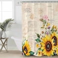 thumbnail image 5 of Pastoral Sunflower Shower Curtain, 36" x 72", Wildflowers Country Retro Letter Background Waterproof Bathroom Curtain Washable Shower Curtain Set with 12 Hooks, 5 of 6