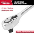 thumbnail image 4 of Hyper Tough Chrome 1/2 inch Fit, 72-Tooth Pear Head Ratchet, 5800V, 4 of 15