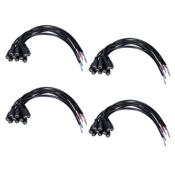 40Pcs 12V DC Power Plug Hembra Jack Plug Cable Conector 5.5X2.1mm con Cable de Cable 15cm para CCTV LED Tira de Luz