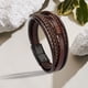 thumbnail image 5 of Tejida Del Brazalete de de Los Hombres de Cuero de Marrón Negro Metal Sunnimix Pulseras anchas de puño, 5 of 8