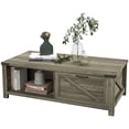 thumbnail image 2 of HOMCOM Farmhouse Coffee Table with Storage Drawer and Open Shelf, Rustic Coffee Table for Living Room, Gray, 2 of 6