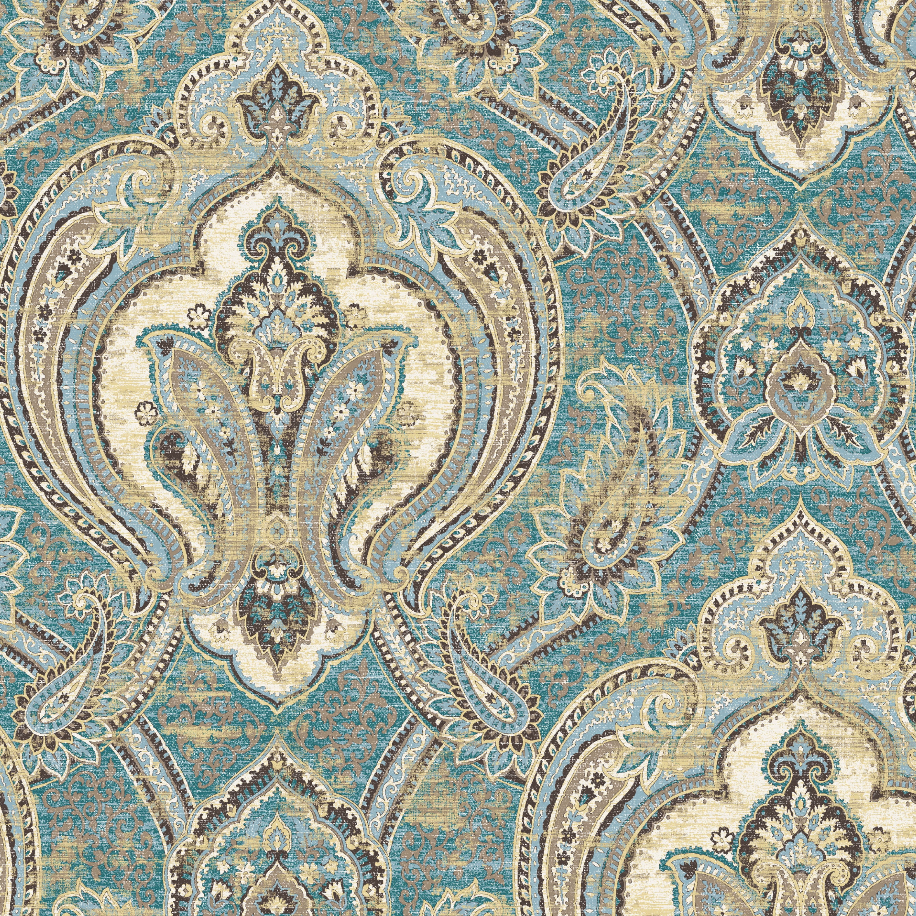 Waverly Inspirations 100% Cotton Duck 45" Width Emperor Print Teal