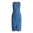 thumbnail image 4 of Time and Tru Women’s Sleeveless Midi Denim Shirt Dress, XS-3XL, 4 of 4