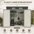 thumbnail image 3 of 6x4ft Shed Outdoor Storage, All-weather Metal Garden Shed W/Floor, Galvanized Steel Tool Storage Shed, Double Lockable Doors, Brown, 3 of 9