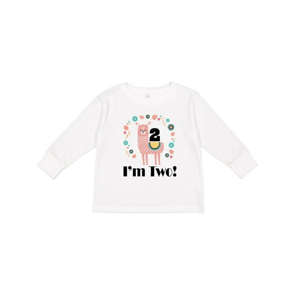 Inktastic 2nd Birthday Llama for Girl Girls Long Sleeve Toddler T-Shirt