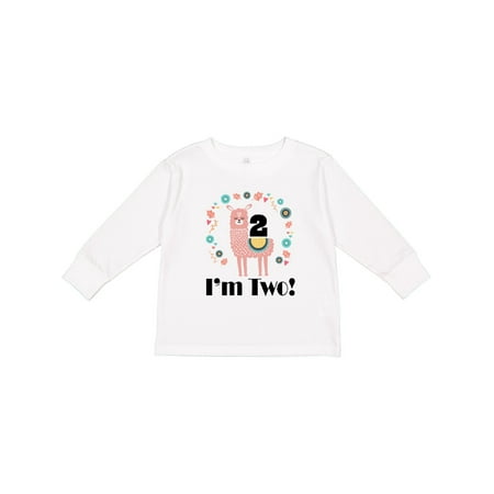 

Inktastic 2nd Birthday Llama for Girl Gift Toddler Toddler Girl Long Sleeve T-Shirt