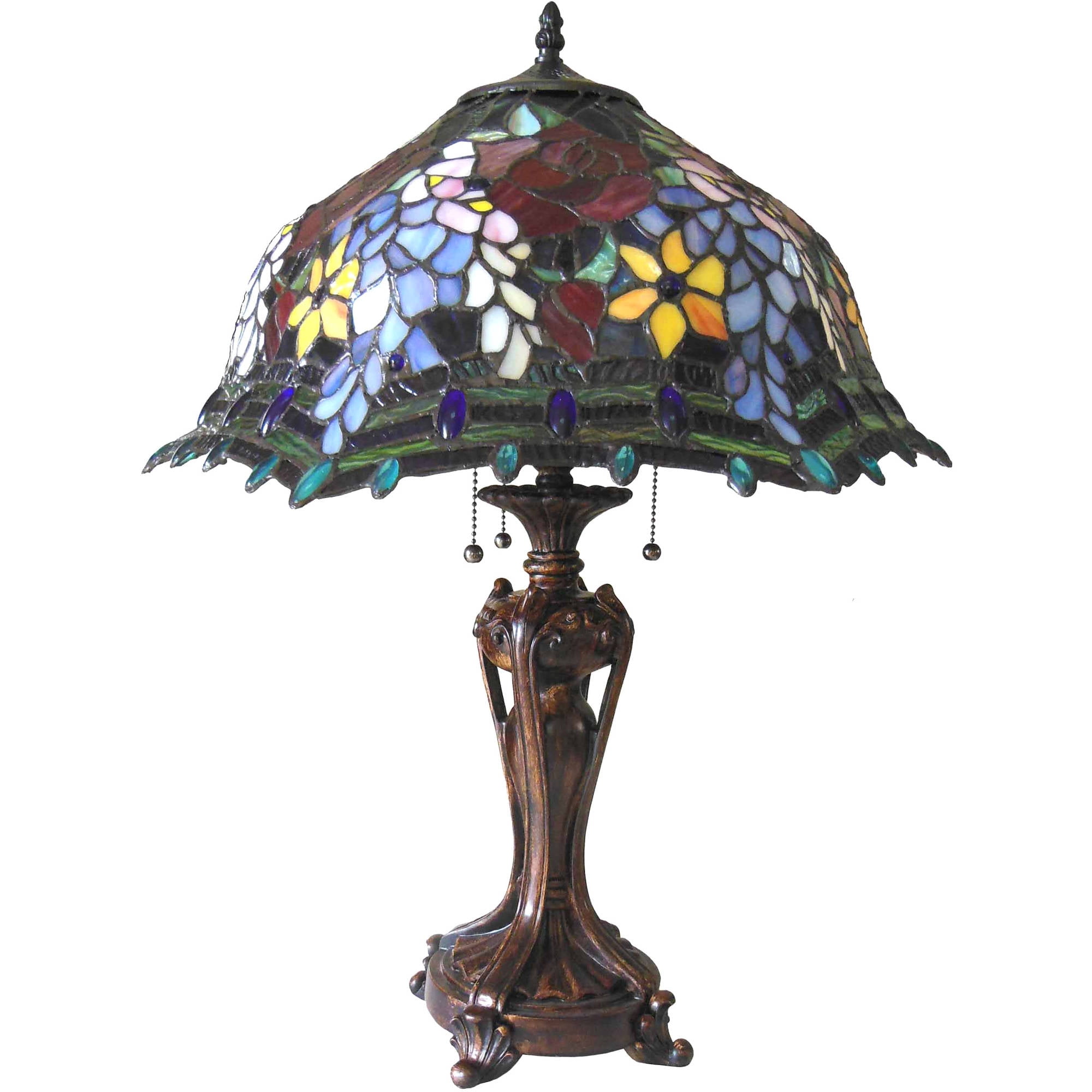 CHLOE Lighting CARRELL Tiffany-style 3 Light Roses Floor Lamp 20" Shade, Multi-colored