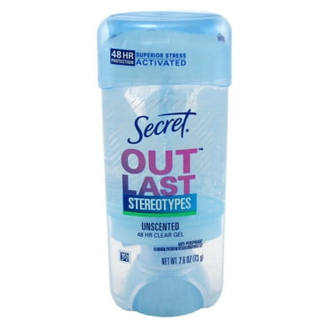 Secret Deodorant Outlast 2.6oz Clear Gel Unscented (Pack of 2)