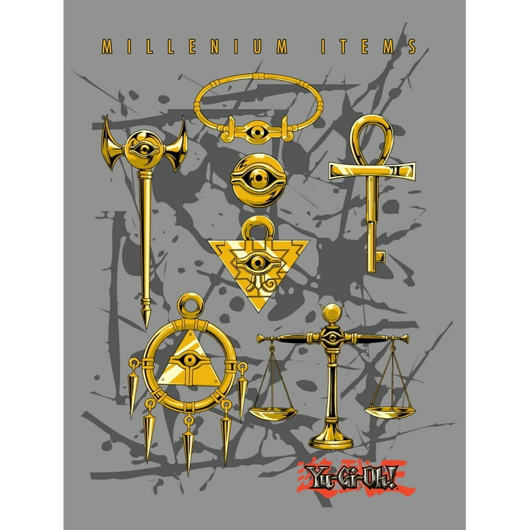 Yugioh Millenium Items Boy's Heather Gray T-shirt-Small Yugioh Millenium Items Boy's Heather Gray T-shirt-Small