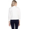 thumbnail image 4 of Cielo 1985 Women's Open Bolero Cardigan Sweater - cropped 3/4 sleeves lightweight - By The Simply Fashion white M, 4 of 6