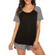thumbnail image 1 of Pijama de manga corta para mujer, ropa de dormir suave, conjunto de pijama con parte superior y pantalones cortos Adepaton CJWUS-4370, 1 of 6