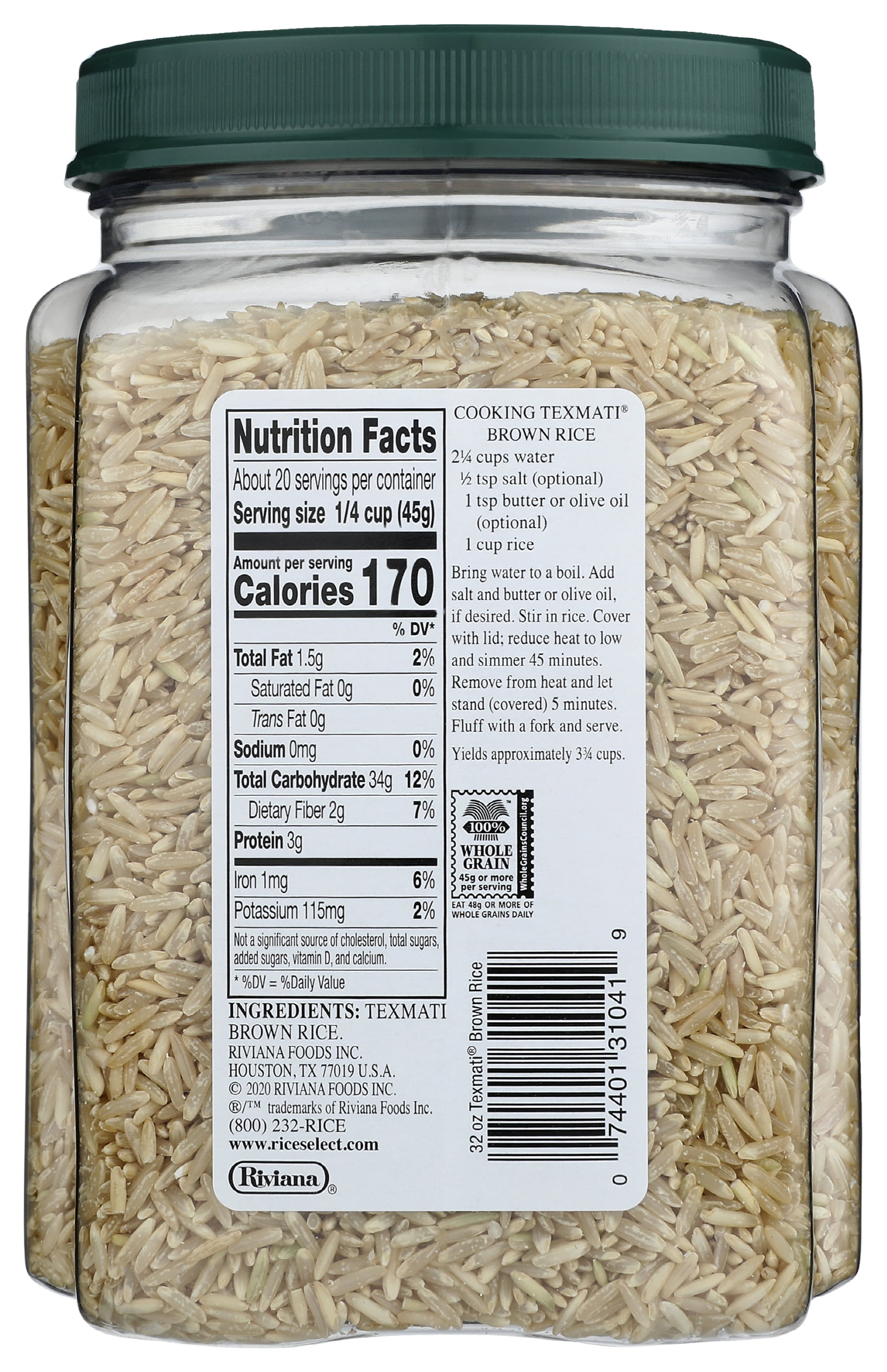 Pack of 4, Riceselect Texmati All-American Basmati Brown Rice, 32 oz