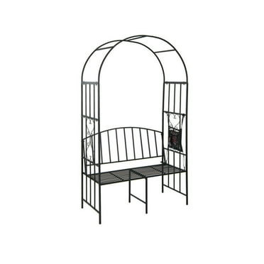 Spaco Steel Garden Arch with 2-Seat Bench, 2-in-1 Multifunctional Bench with Heavy-Duty Powder-Coated Steel, Practical and Beautiful Arch Arbor Bench for Outdoor as Garden, Patio, Black