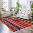 thumbnail image 3 of Area Rugs 5'x7', Mexican Style Carpet Runner Indoor Outdoor Rugs Home Decor Aesthetic, Colorful Mexico Stripes Orange Red Non Slip Mats Washable Accent Rug for Living Room Bedroom, 3 of 8