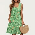 thumbnail image 2 of Floral Printed A-line Mini Dress for Women 2025 Sleeveless Casual Beach Sundress Flowy Summer Dresses for Holiday, 2 of 5