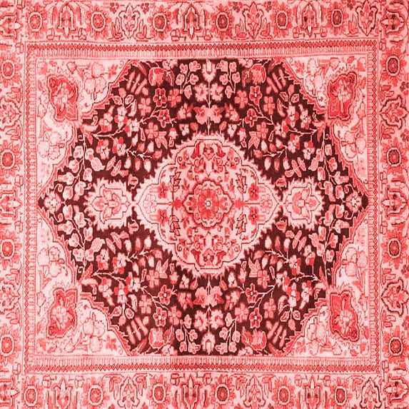 Ahgly Company Indoor Square Medallion Red Traditional Area Rugs, 3' Square
