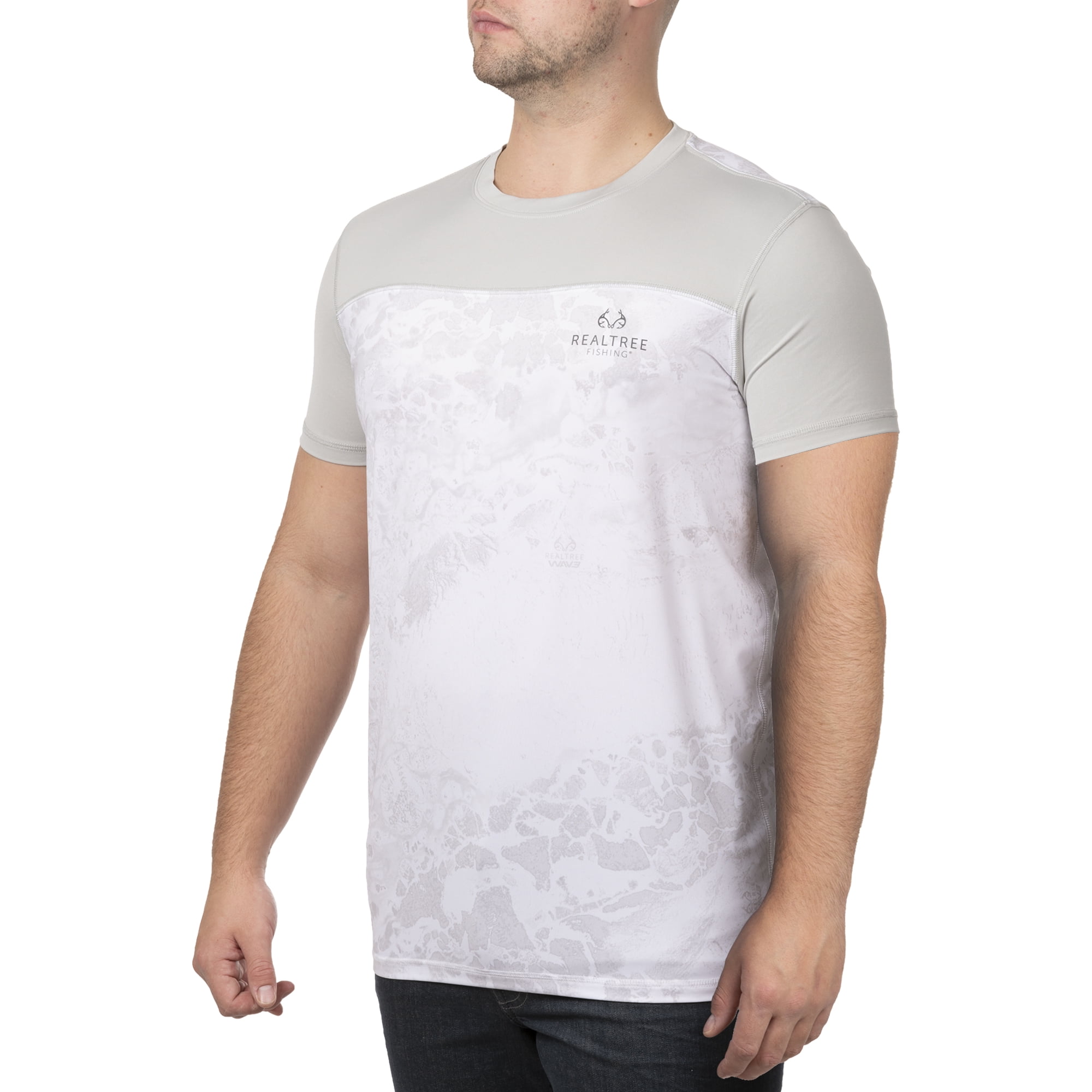 Realtree Cascade Wav3 White Camo Mens Short Sleeve Performance Tee Shirt
