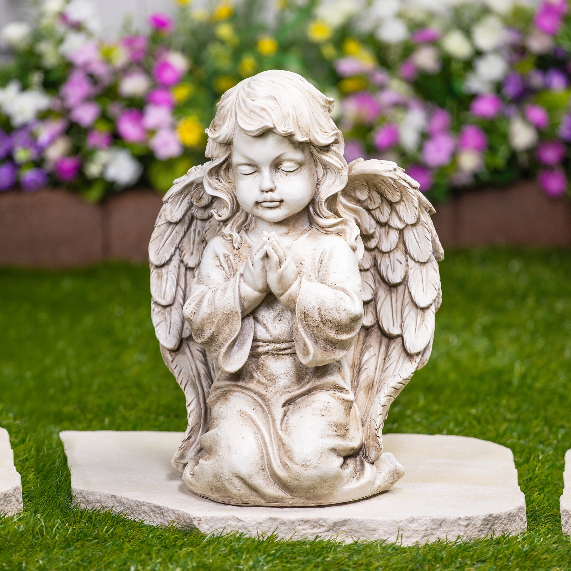 LED Lighted Angel Holding Heart Statue - 11.75