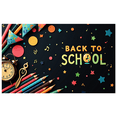 thumbnail image 6 of Colorful Back to School Themed Banner with Alarm Clock Pencils and Compasses Party Decoration Background Backdrop for Classroom Decor School Events Student Gatherings Orientation Parties, 6 of 7