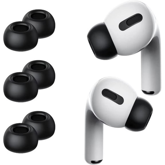 Premium Memory Foam Tips for AirPods Pro & AirPods Pro 2nd Generation. No Silicone Eartips Pain. Anti-Slip Eartips. Fit in The Charging Case, 3 Pairs (Medium, Black)