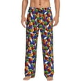thumbnail image 1 of Kdxio Bowling Colorful Pattern Men's Pajama Pants, Elastic Waist with Drawstring and Pockets, Comfortable Loungewear-X-Large, 1 of 6
