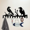 thumbnail image 2 of Crow On Branch Metal Key Hooks for Wall Raven Decorative 10 Hooks Key Rack Organizer Wall Mounted Key Hanger Birds Kitchen Wall Hanging Hook Key Hanger Dog Leash Hanger, 2 of 7