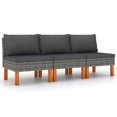 thumbnail image 1 of vidaXL Middle Sofas 3 pcs Poly Rattan and Solid Eucalyptus Wood, 1 of 5