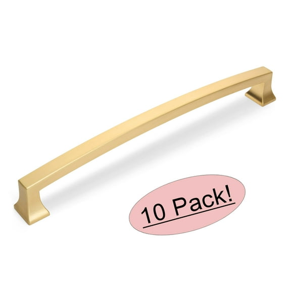 10 Pack - Cosmas 755-192BG Brushed Gold Contemporary Cabinet Hardware Handle Pull - 7-1/2" Inch (192mm) Hole Centers