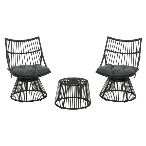 Jabe Wicker 2 Seater Chat Set with Cushion, Grey