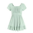 thumbnail image 5 of Wxirdiow Girls Sundress Tween Girl Summer Dress Ruffle Sleeveless Fashion Casual Dresses Light Green Size,6-7 Years, 5 of 5