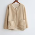 thumbnail image 5 of JGGSPWM Womens Warm Coats Thicken Sherpa Lined Pullover Long Sleeve Fleece Pocket Tops Oversized Hooded Open Front Cardigan Jacket Winter Outwear Khaki XXL, 5 of 5