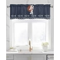 thumbnail image 2 of Navy Blue Kitchen Valances for Windows Farmhouse Linen Window Valance Curtain for Living Room Window Treatment Country Japanese Style Fish Animals Sea Wave Valance Rod Pocket Topper, 42 x 12 Inch, 2 of 6