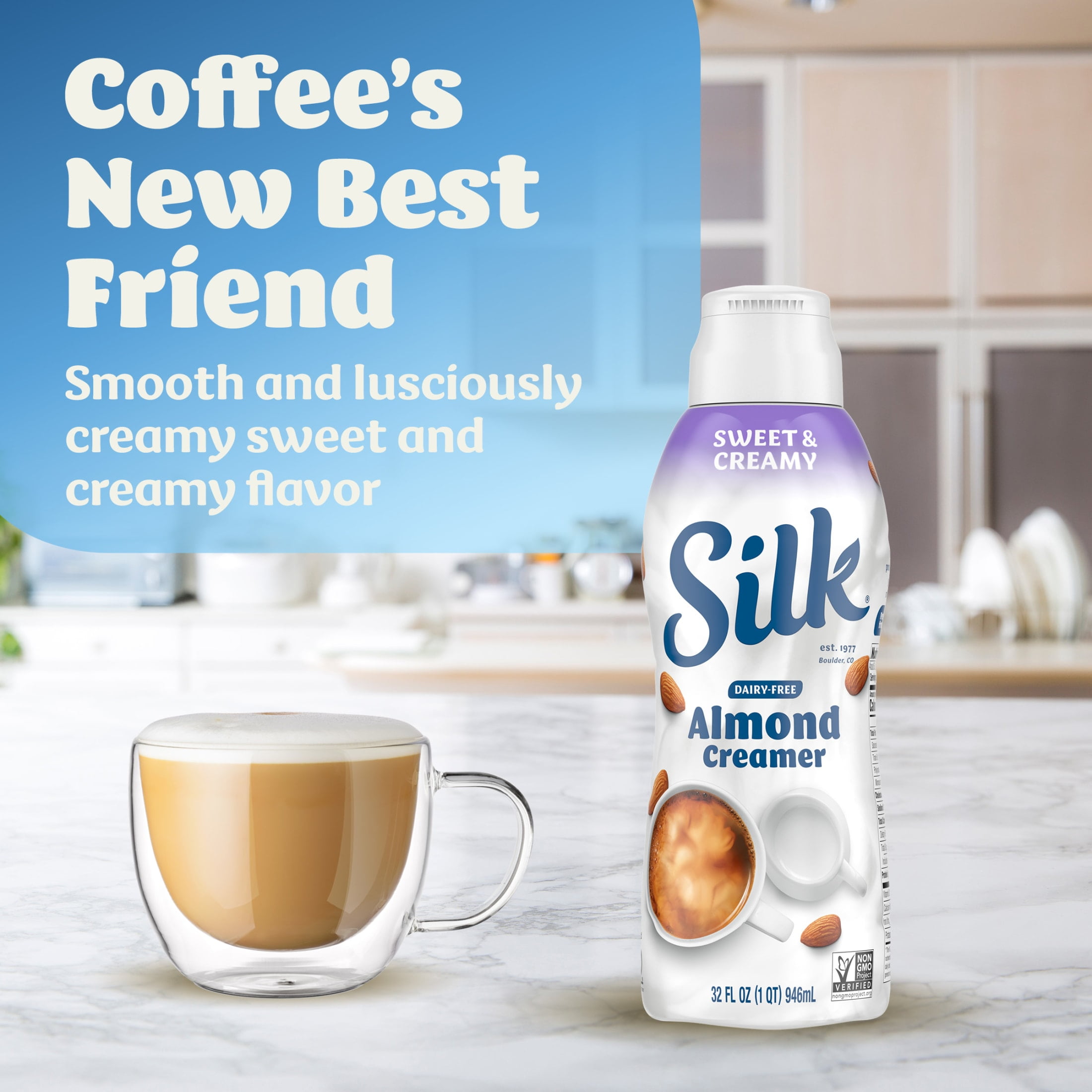 Silk Dairy Free, Gluten Free, Sweet and Creamy Almond Creamer, 32 fl oz Carton