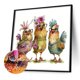 thumbnail image 5 of Pintura de diamante 5D DIY, taladro redondo completo, kit de tres pollos, decoración del hogar, 40x40cm, 5 of 9