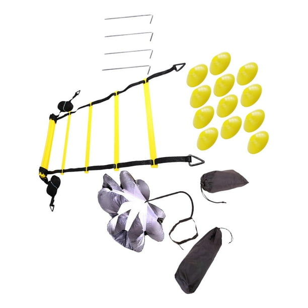 Juego de entrenamiento de escalera de de 6M, mejora coordinación de fuerza, equipo de entrenamiento de pies, paracaídas de resistencia para baloncesto, fútbol, boxeo Amarillo Sunnimix Escalera de agilidad