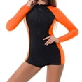 thumbnail image 2 of Baqcunre Long Sleeves Rash Guard Swimsuits for Women One Piece Zipper Upf 50+ Sun Protection Surfing Bathing Suit, 1Pc Swimsuit Orange M, 2 of 5